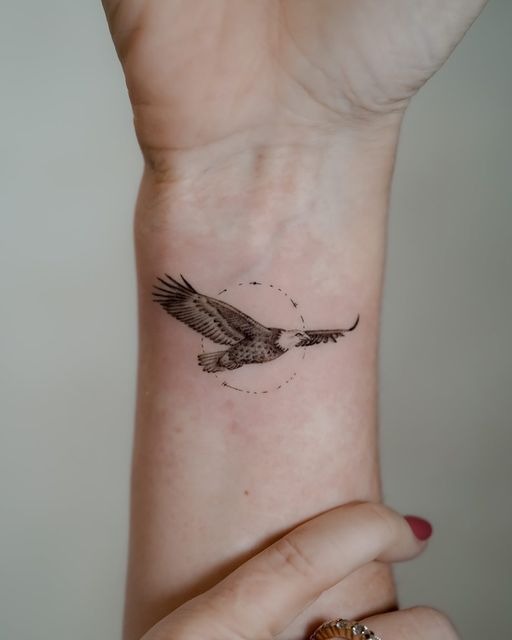 Tiny Flying Eagle Wrist Tattoo Tattoo Design