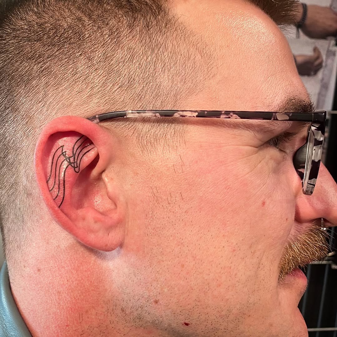 Stylish and Subtle Ear Tattoo Design Tattoo Design