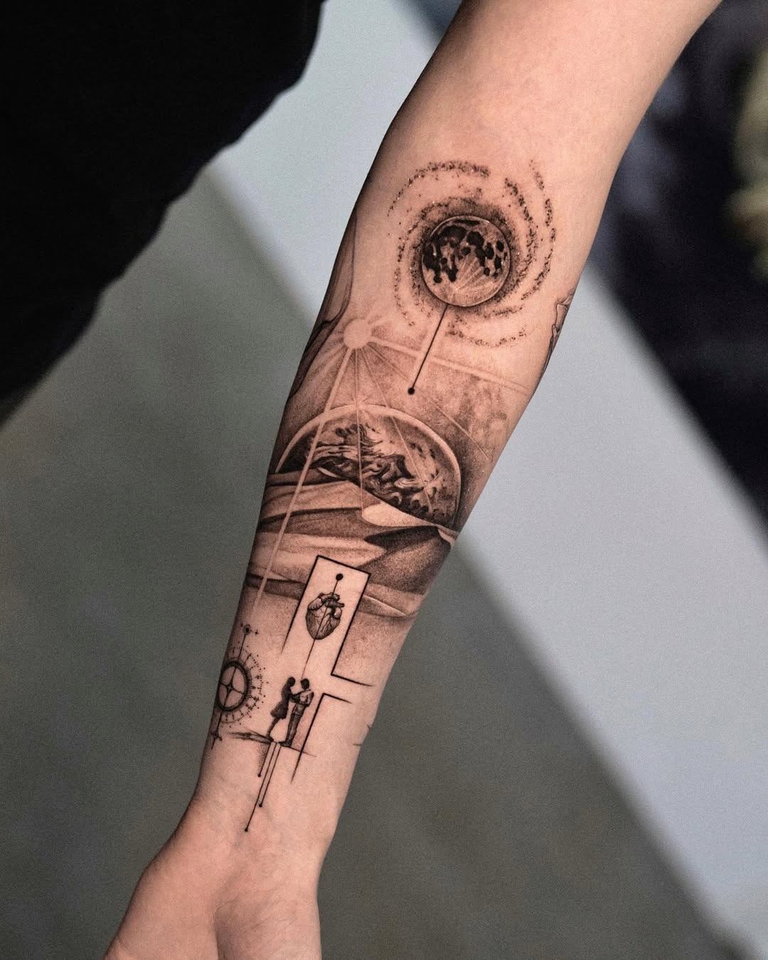 Exploring cosmic elements through earth tattoos Tattoo Design