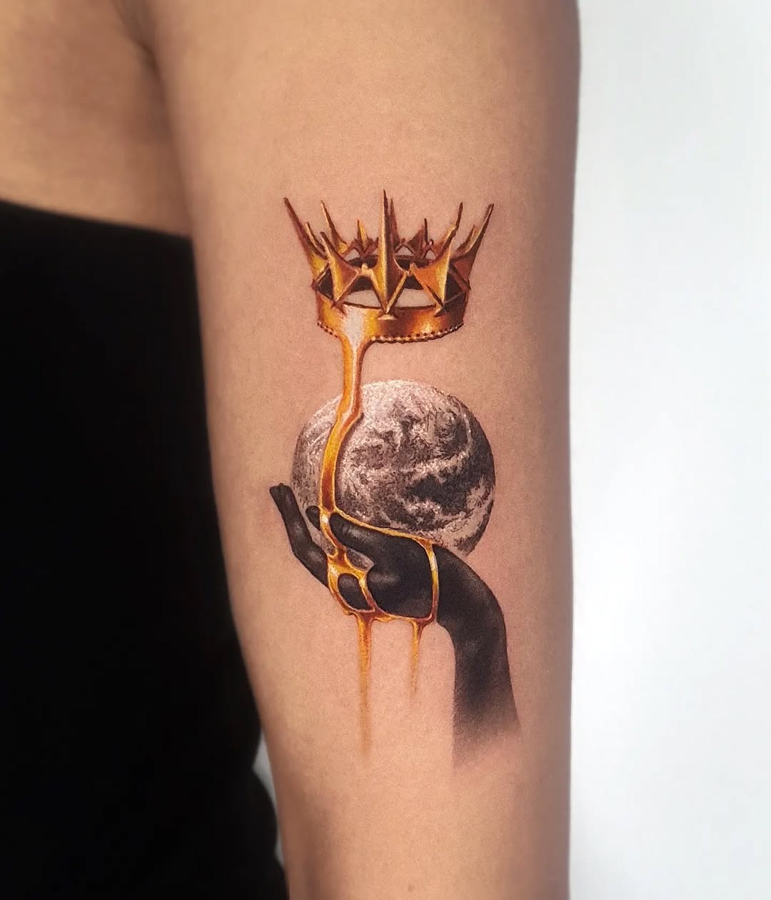Majestic Earth Crowned with Royal Elegance Tattoo Design