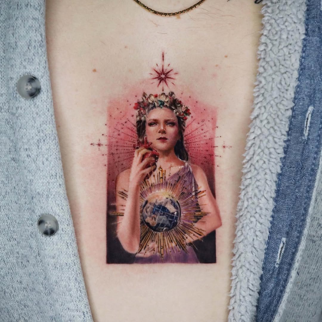 Stunning Earth-Inspired Tattoo with Ethereal Vibes Tattoo Design