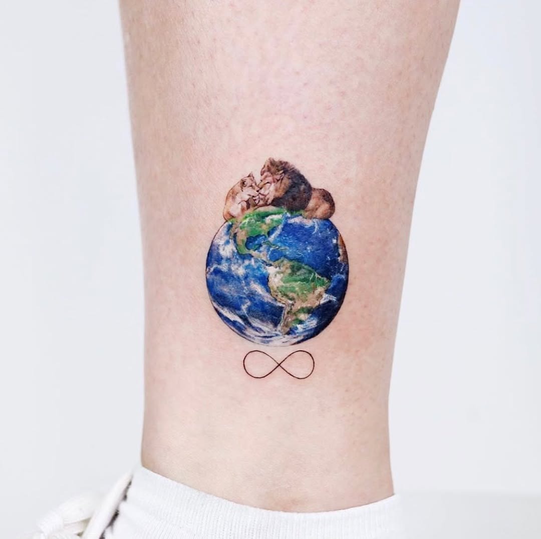 Unique Earth Tattoo with Infinity Symbol Tattoo Design