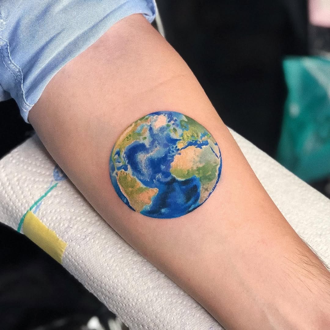 Vibrant Earth Tattoo for Nature Lovers Tattoo Design