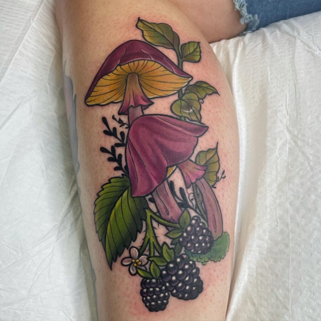 Blackberry and Mushroom Tattoo Tattoo Design