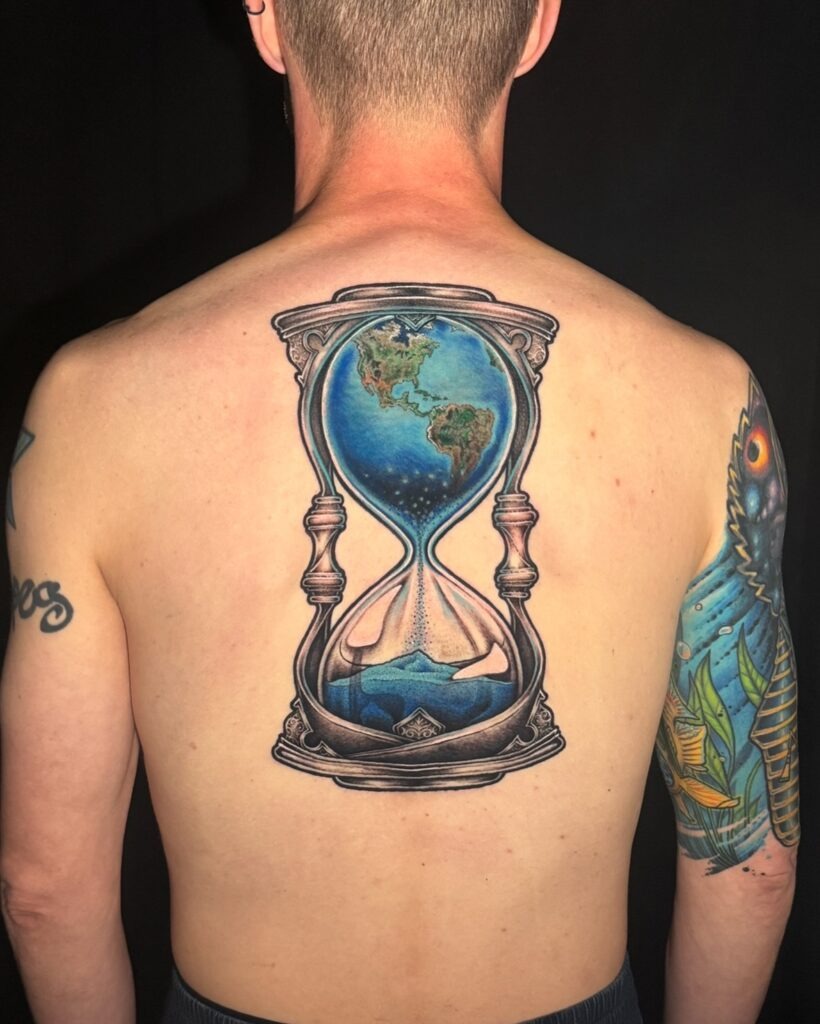 Earth in Hourglass Tattoo Tattoo Design