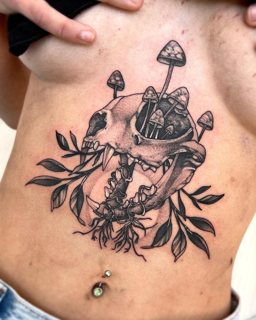 Earthy Cat Skull Tattoo Tattoo Design