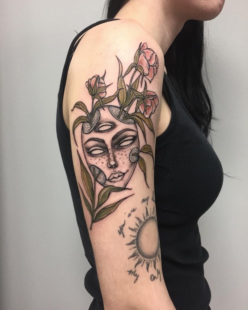Floral Third-Eye Face Tattoo Tattoo Design