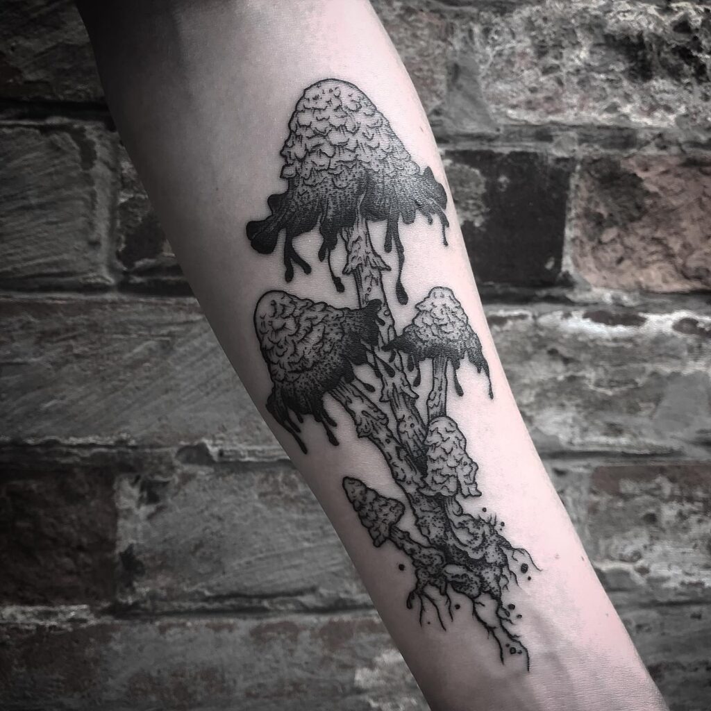 Inky Cap Mushrooms Forearm Tattoo Tattoo Design