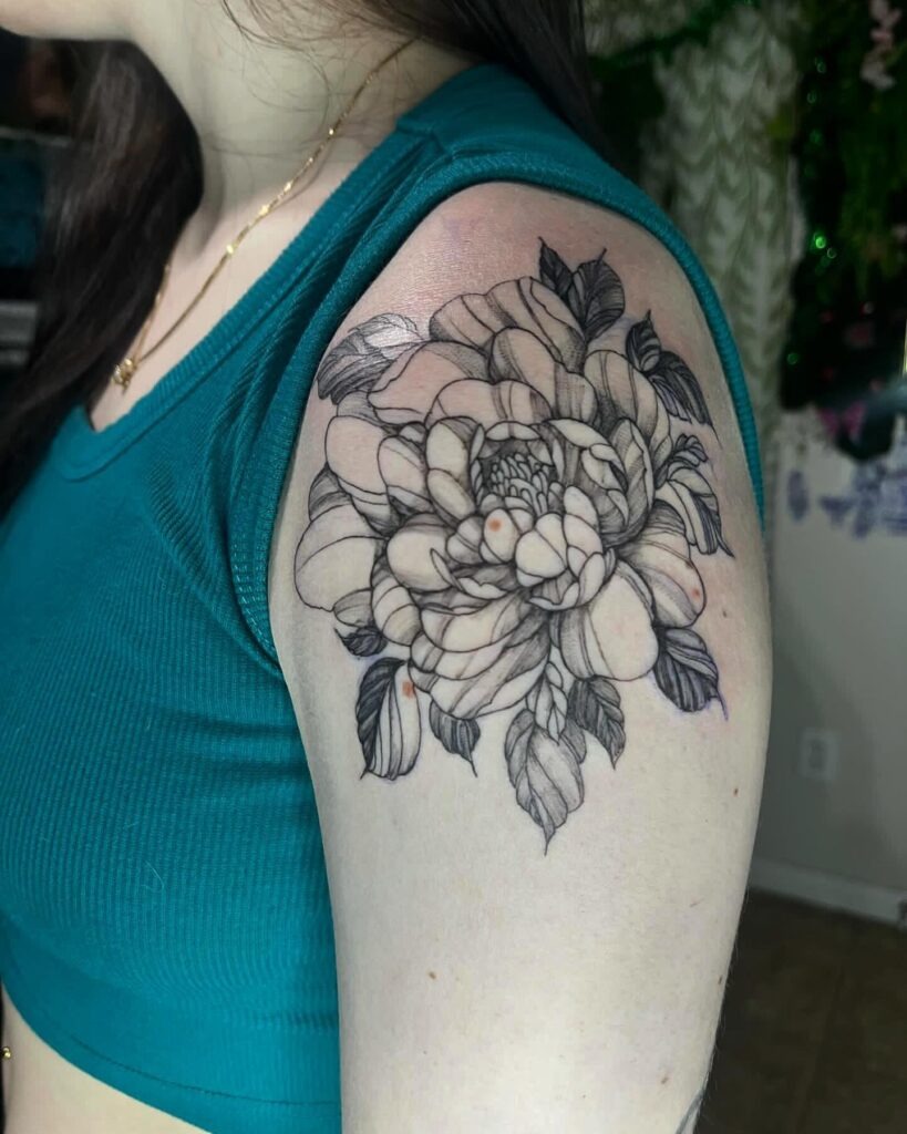 Large Peony Flower Tattoo Tattoo Design