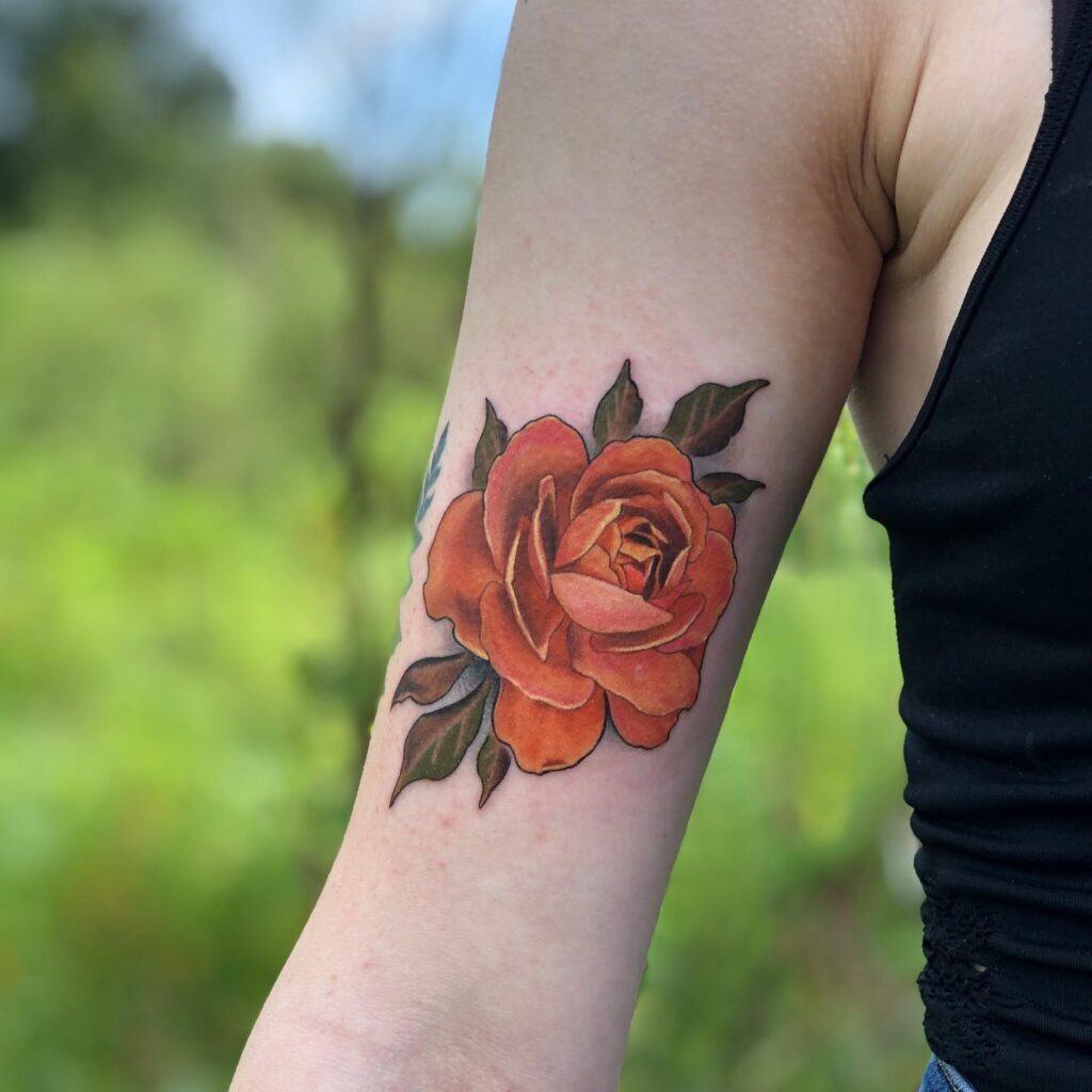 Rust-Orange Rose Tattoo Tattoo Design