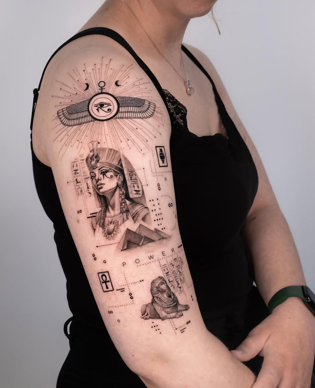Intricate Egyptian goddess tattoo embodying strength Tattoo Design