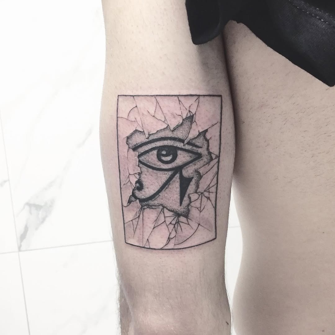 Intriguing cracked skin Egyptian eye tattoo Tattoo Design