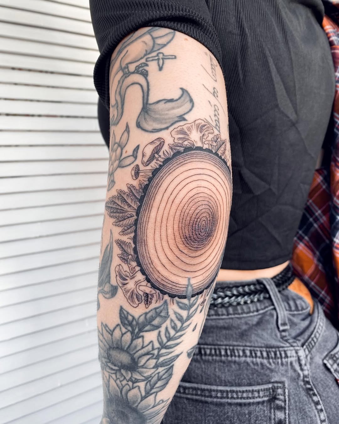 Unique floral elbow tattoo design in focus Tattoo Design
