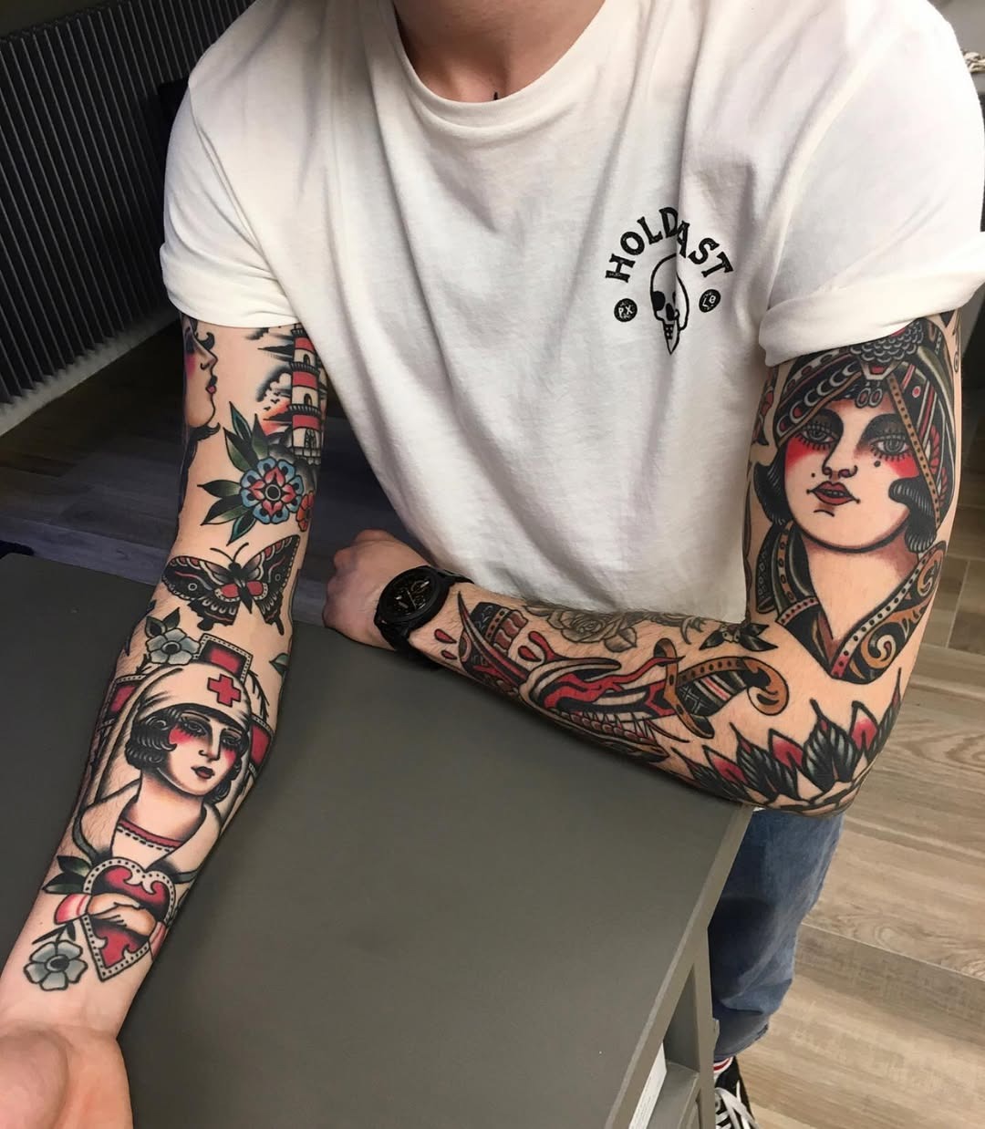 Vibrant Elbow Tattoos with Unique Themes Tattoo Design