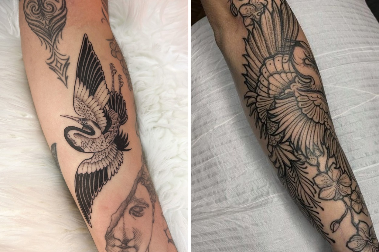 27+ Elegant Crane Tattoo Ideas That Feel Timeless and Full of Meaning Featured Lookbook Collage