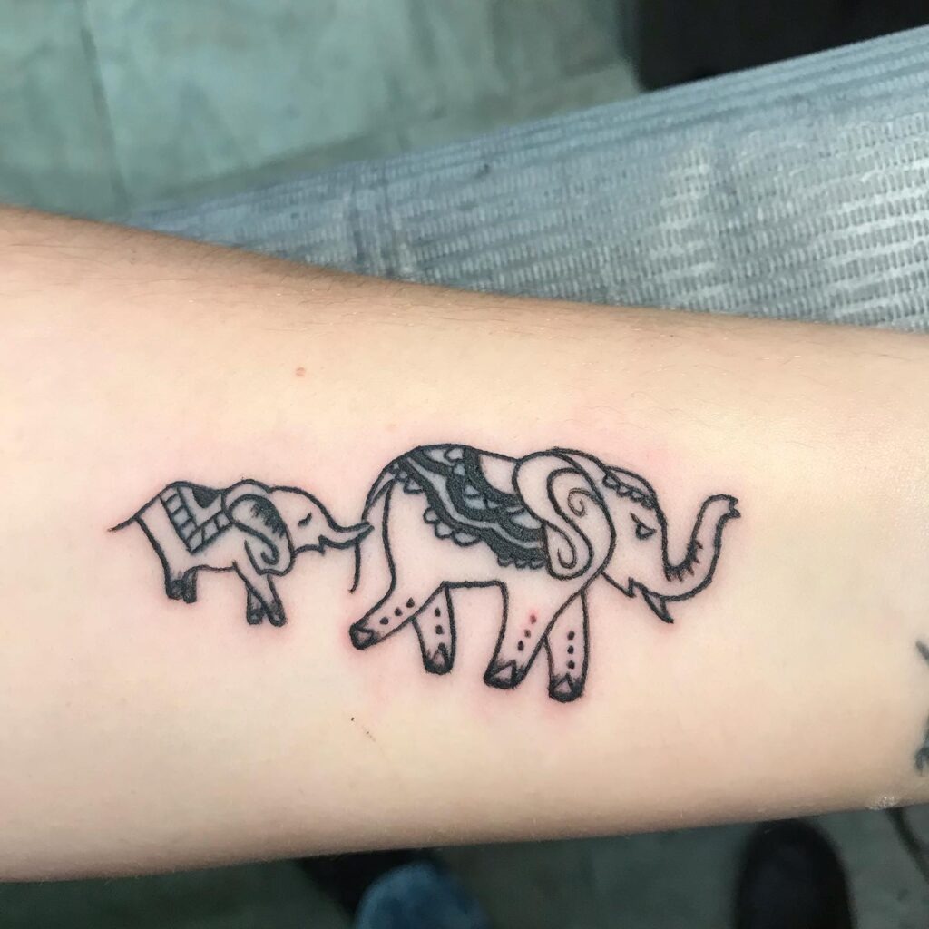Decorative Elephant Duo Tattoo Tattoo Design