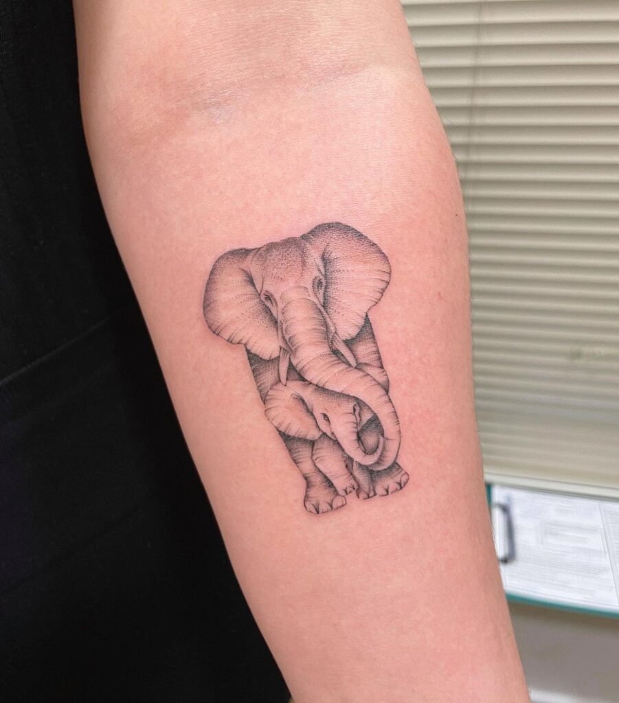 Embracing Elephants Forearm Tattoo Tattoo Design