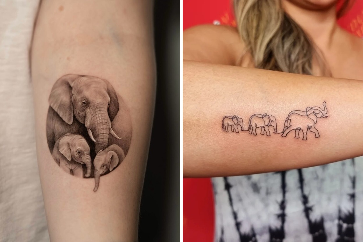52+ Elephant Family Tattoo Ideas For a Meaningful Bond Featured Lookbook Collage