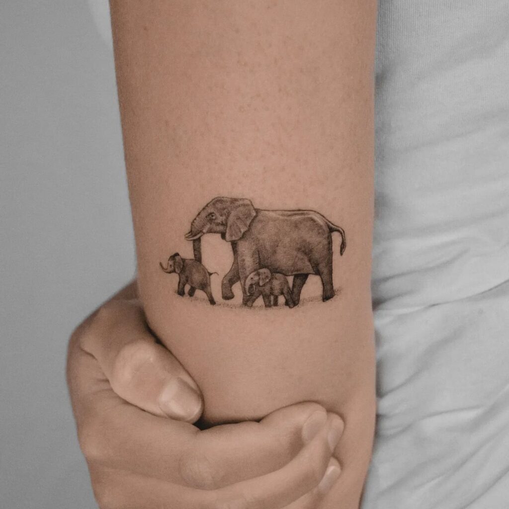 Gentle Elephant Family Tattoo Tattoo Design