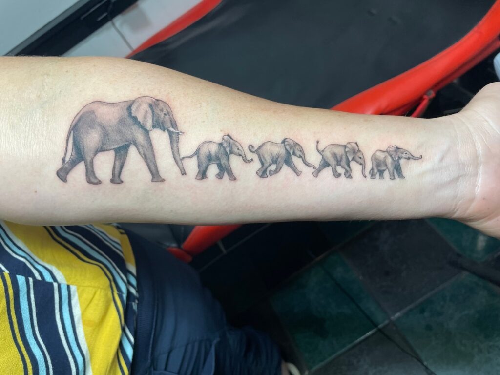 March of the Elephant Family Tattoo Tattoo Design