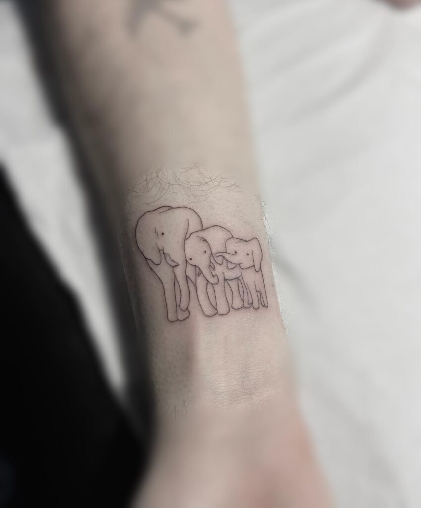 Simple Elephant Family Wrist Tattoo Tattoo Design