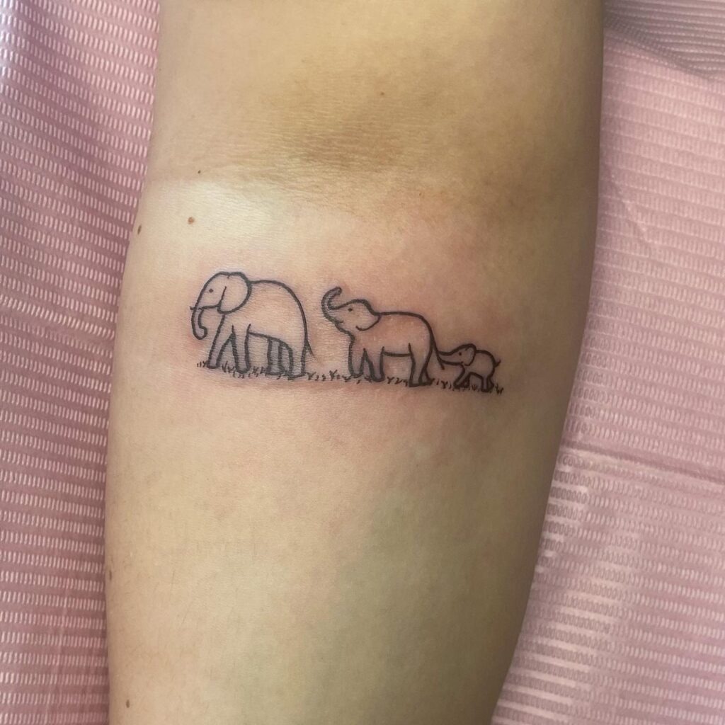 Three Generations Elephant Family Tattoo Tattoo Design