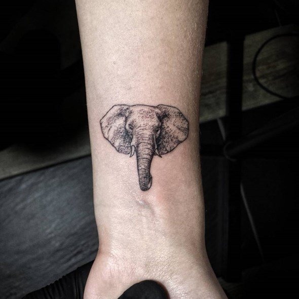 A cool elephant head tattoo on the arm Tattoo Design