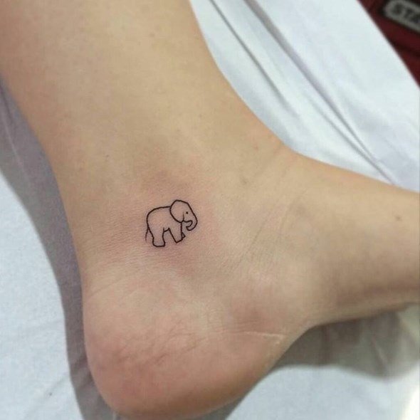 A small elephant tattoo on the ankle Tattoo Design