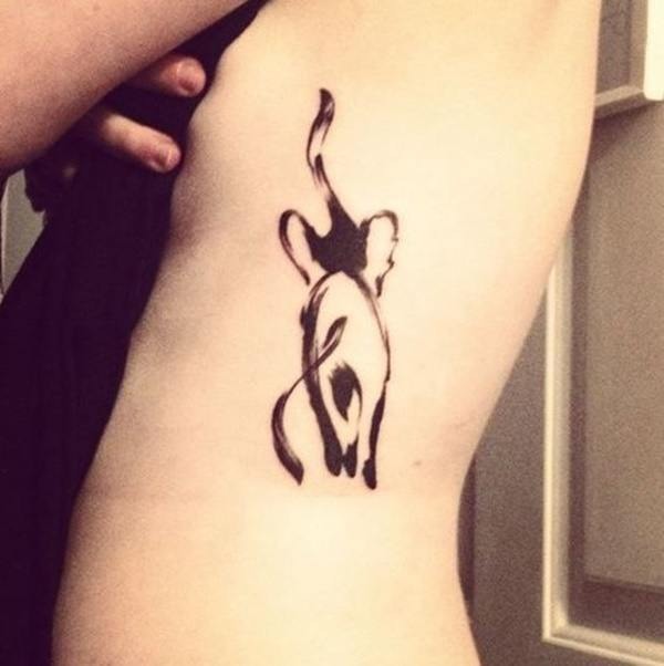 A thinly elephant tattoo on the side belly Tattoo Design