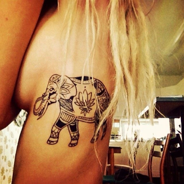 Attractive Elephant Tattoos on Rib Tattoo Design