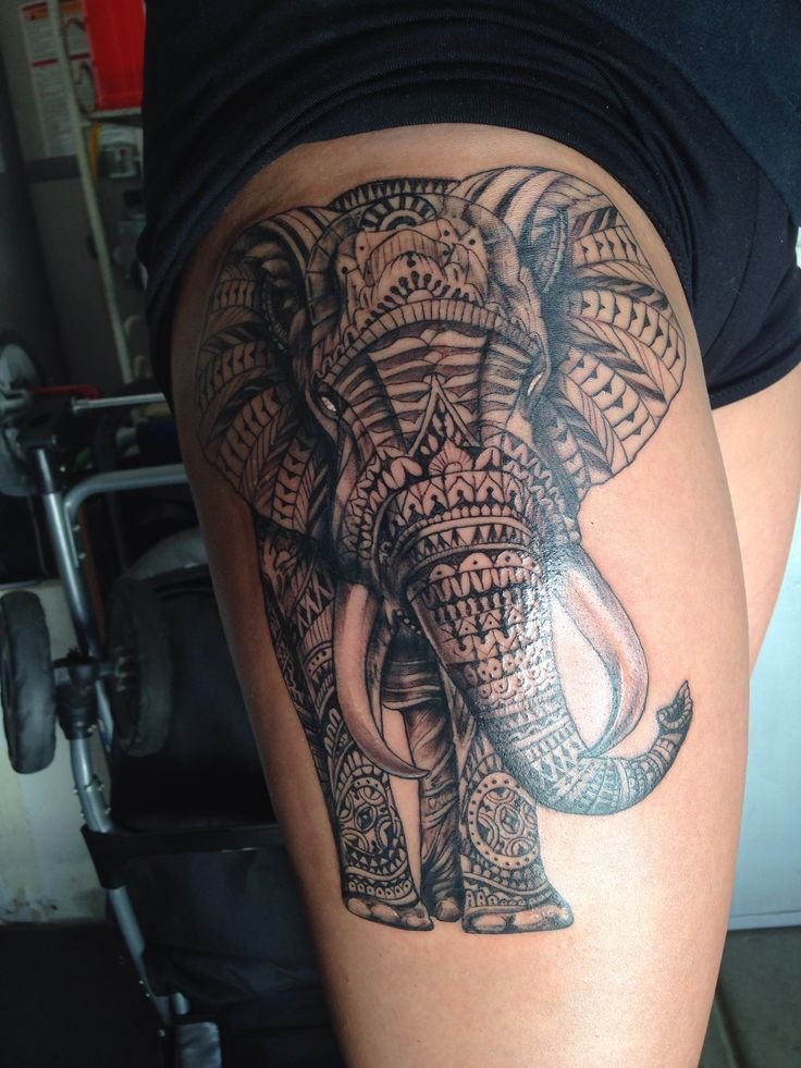 Big Elephant Thigh Tattoo Tattoo Design