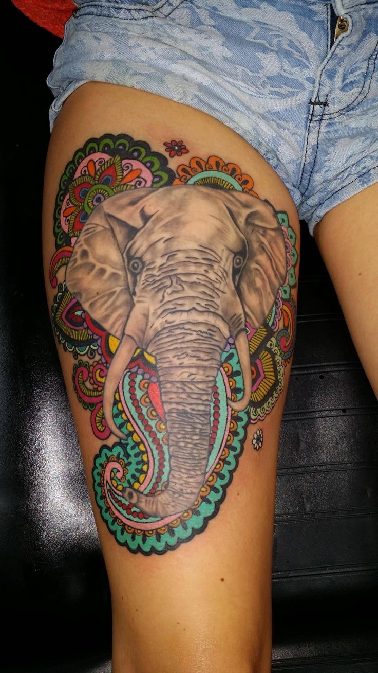 Elephant Thigh Tattoo Masterpiece Tattoo Design