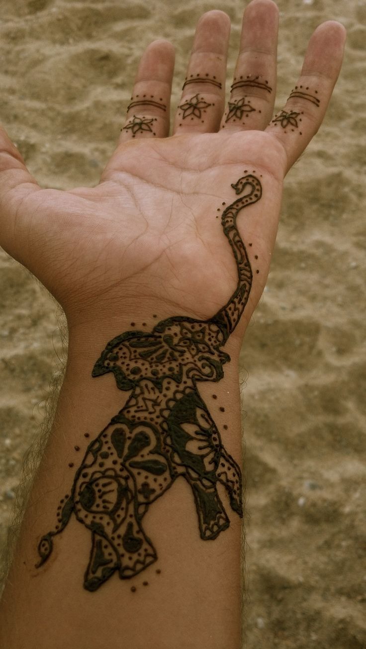 Mandala Elephant Tattoo on Wrist-Hand-Finger Tattoo Design