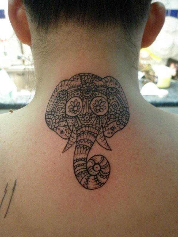 Neck tattoosidea: Ornate Elephant Tattoos Tattoo Design