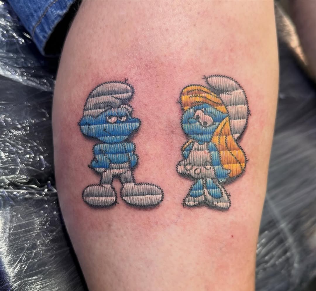 Charming Smurfs Embroidery Tattoo Design Tattoo Design