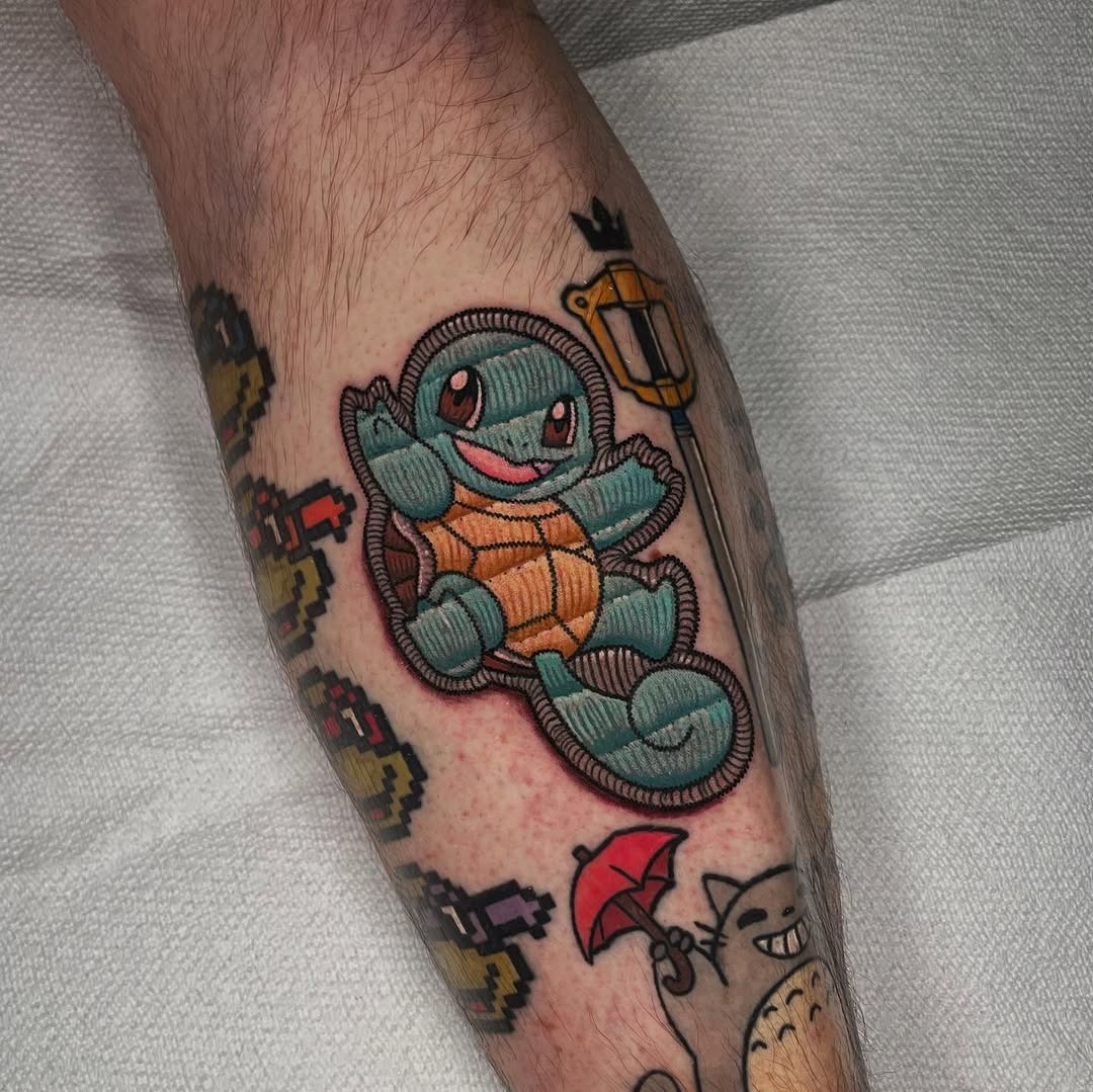 Colorful Squirtle Embroidery Tattoo Design Tattoo Design