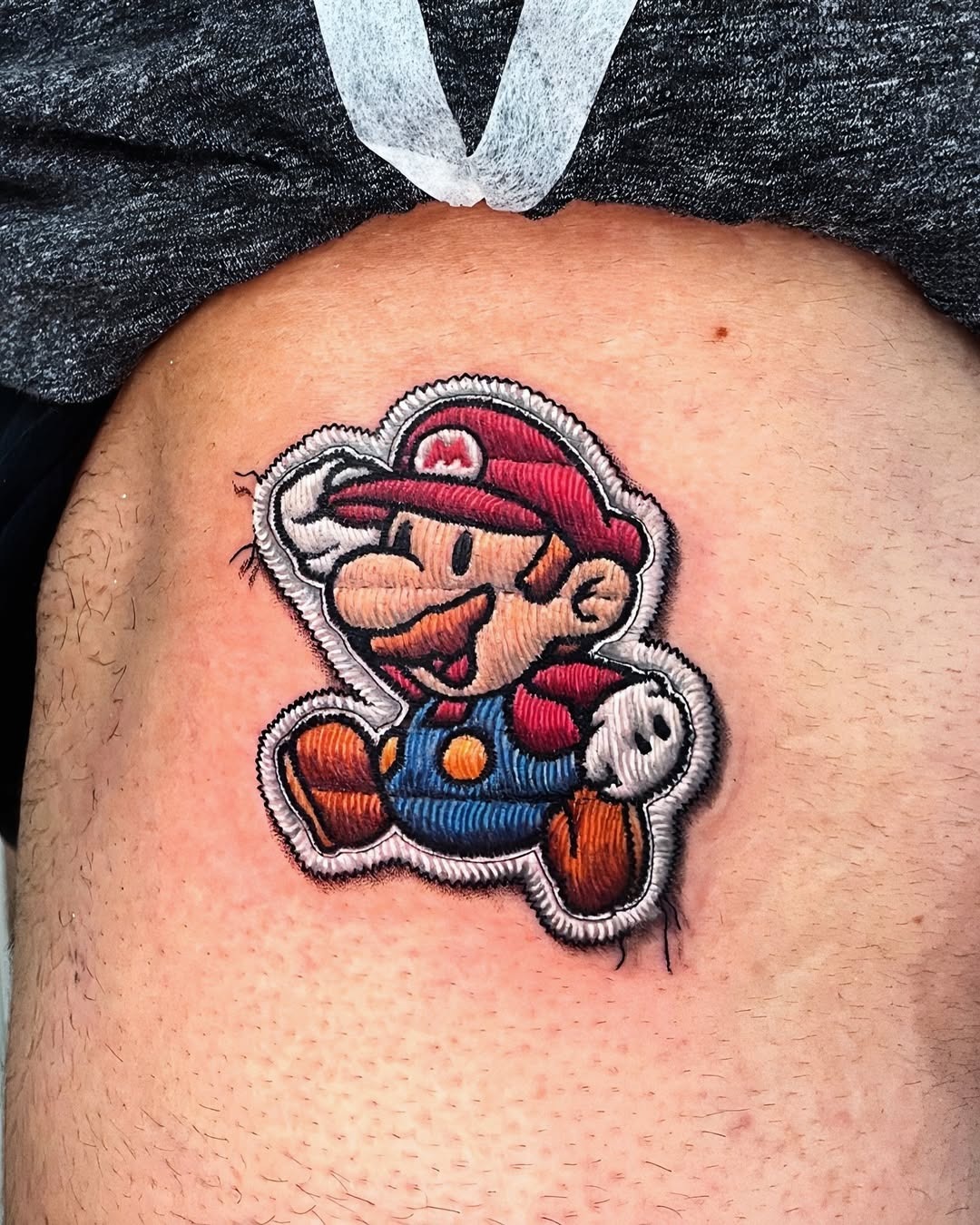 Playful Mario Embroidery Tattoo Embellishment Tattoo Design