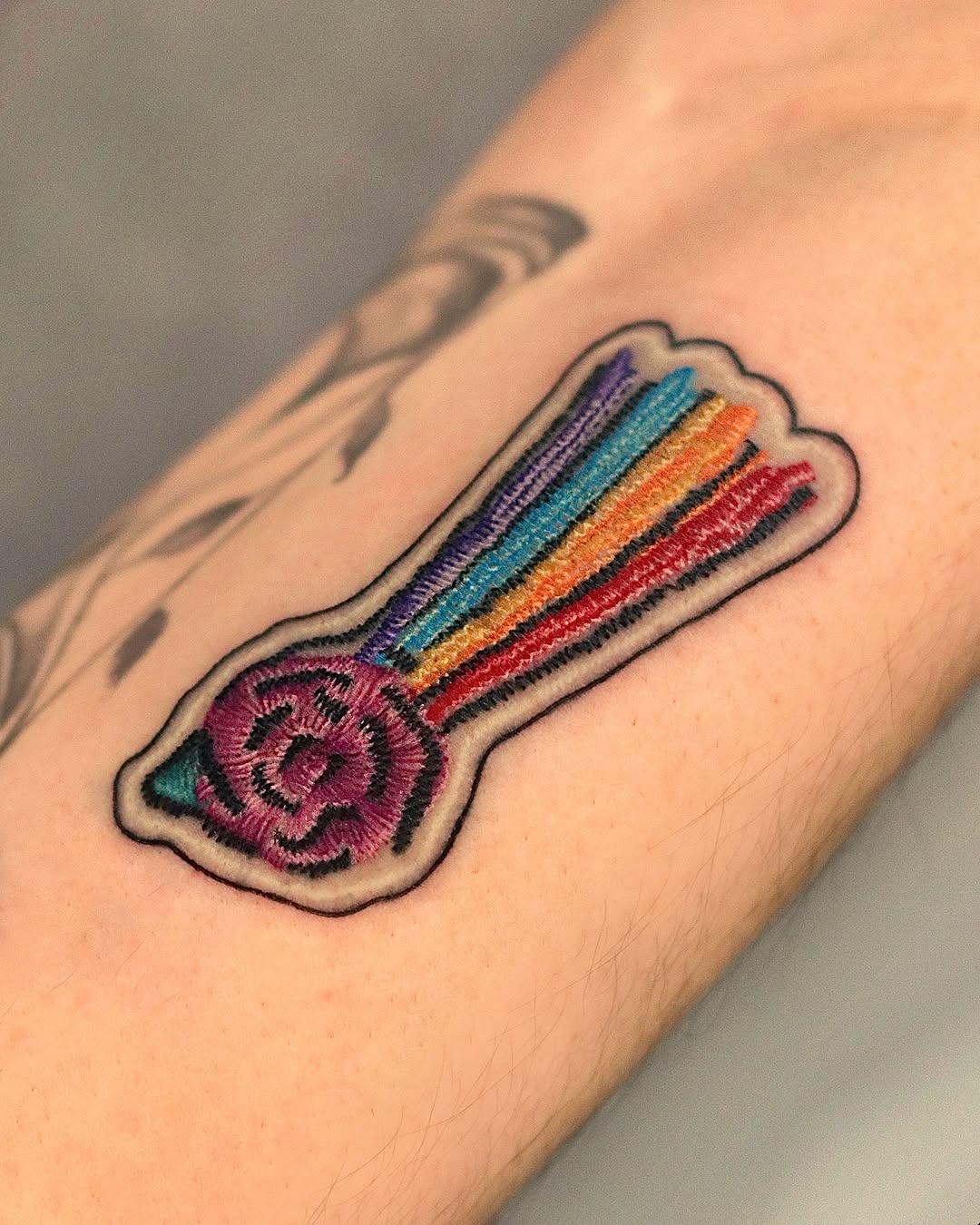 Vibrant Rainbow Embroidery Tattoo Inspiration Tattoo Design