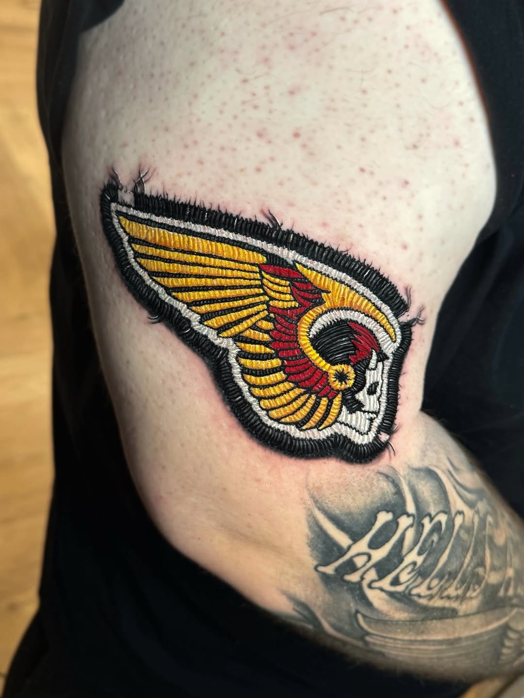 Vibrant Wing Design Embroidery Tattoo Tattoo Design