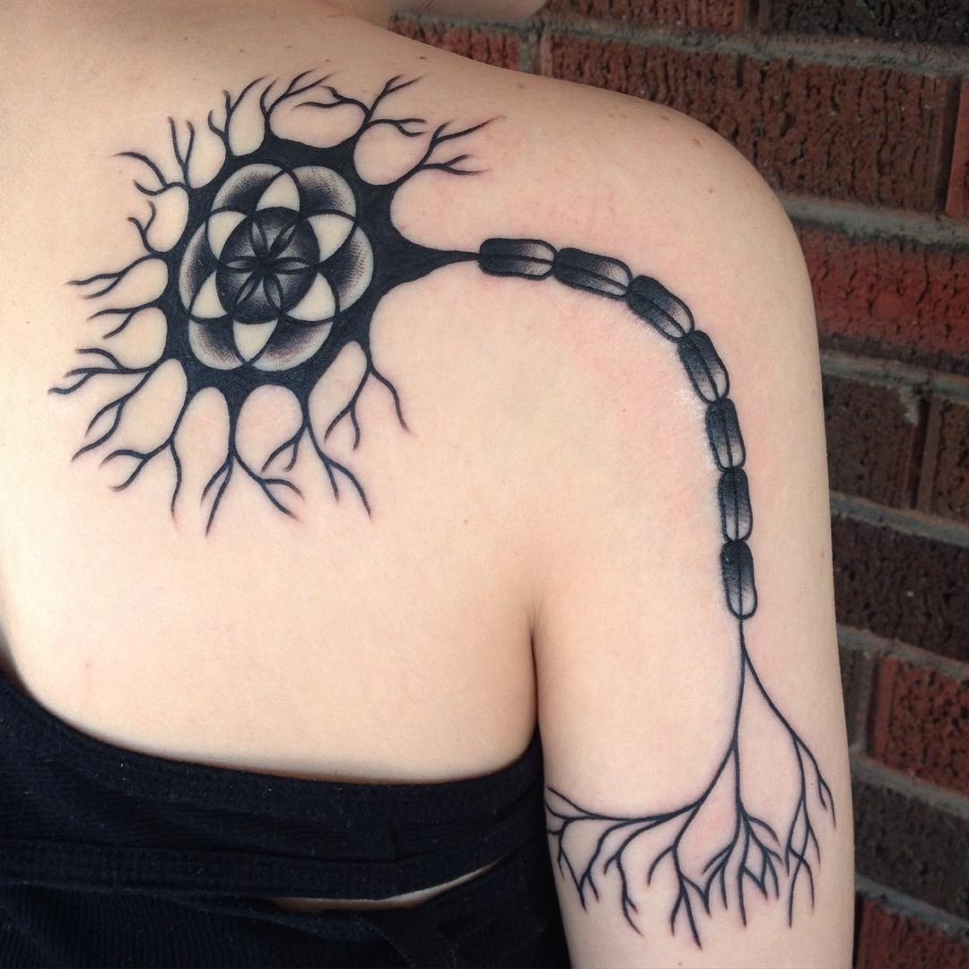 Intricate neuron-inspired epilepsy awareness tattoo Tattoo Design