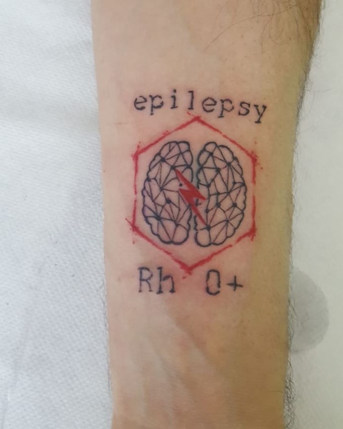 Symbolic Epilepsy Tattoo with Brain Design Tattoo Design