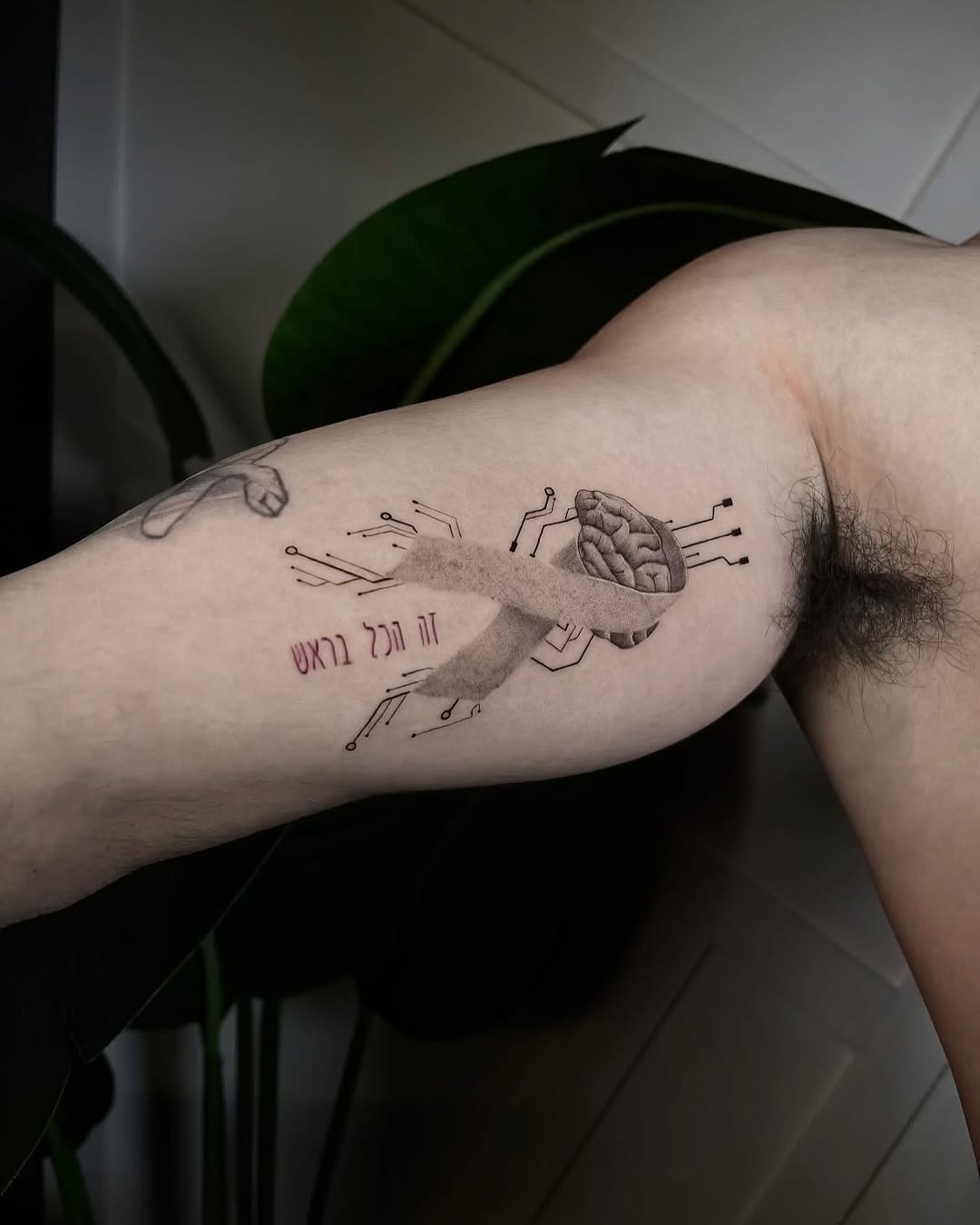 Unique brain and ribbon tattoo for epilepsy awareness Tattoo Design