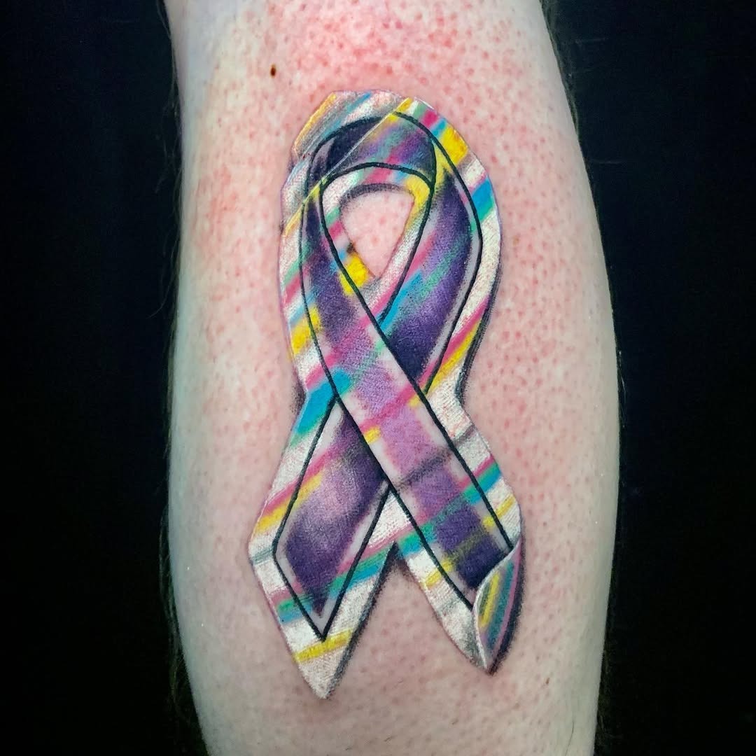Vibrant ribbon tattoo symbolizing epilepsy awareness Tattoo Design