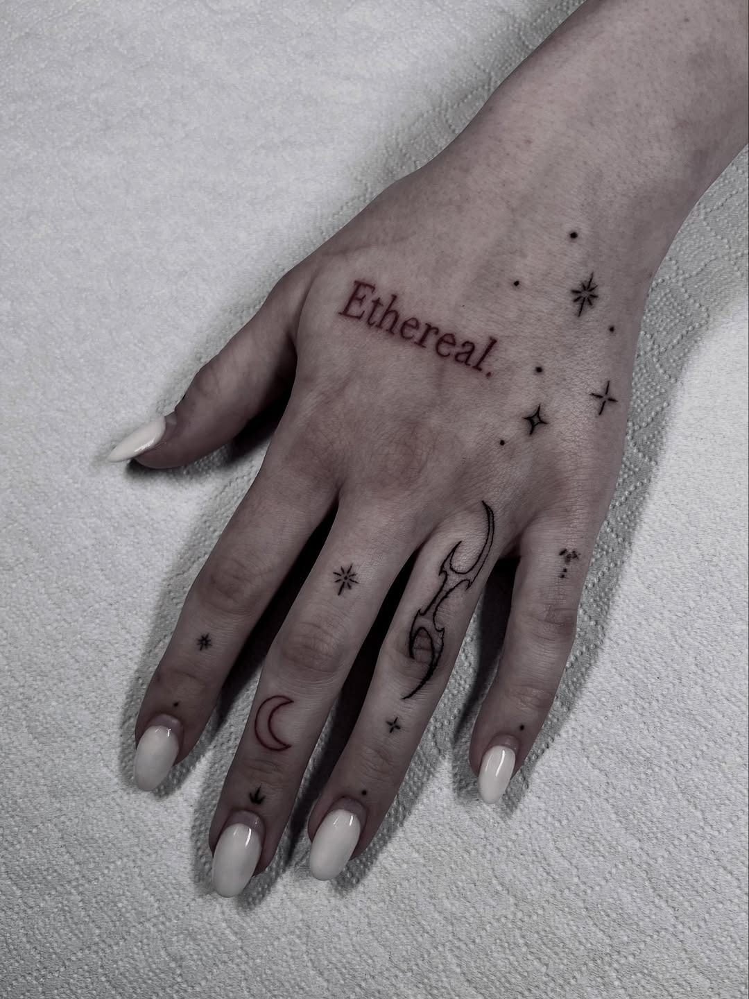 Ethereal Hand Tattoos with Celestial Touches Tattoo Design