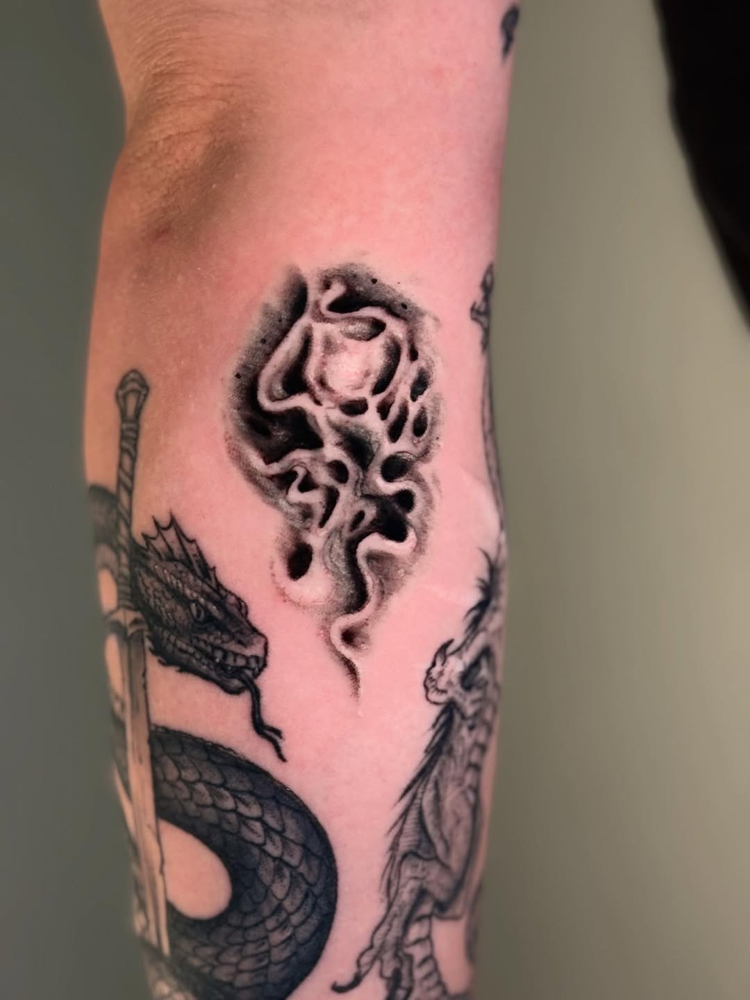 Ethereal smoke design tattoo on forearm Tattoo Design
