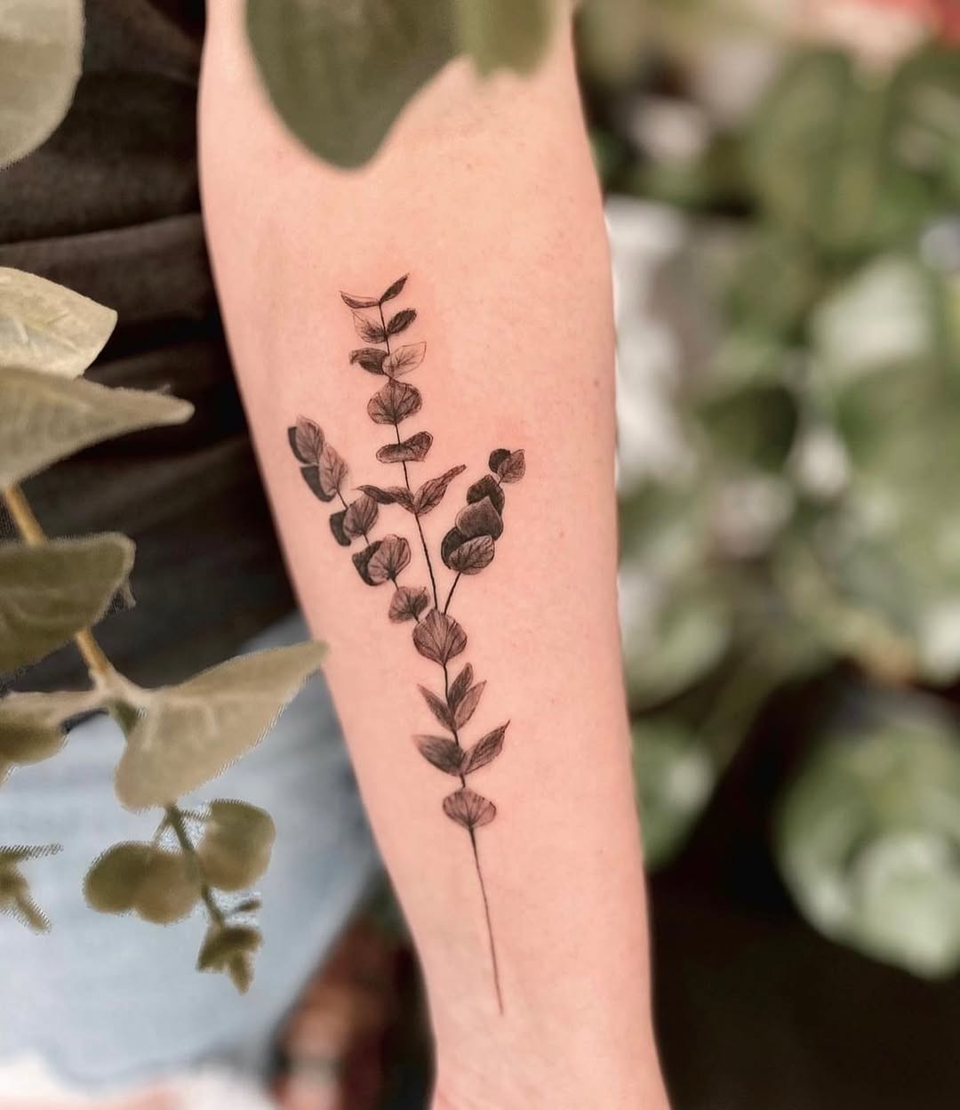 Elegant eucalyptus design gracing the forearm Tattoo Design