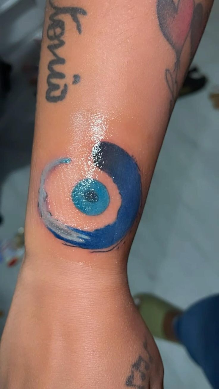 Bold Blue Evil Eye Brushstroke Tattoo Tattoo Design