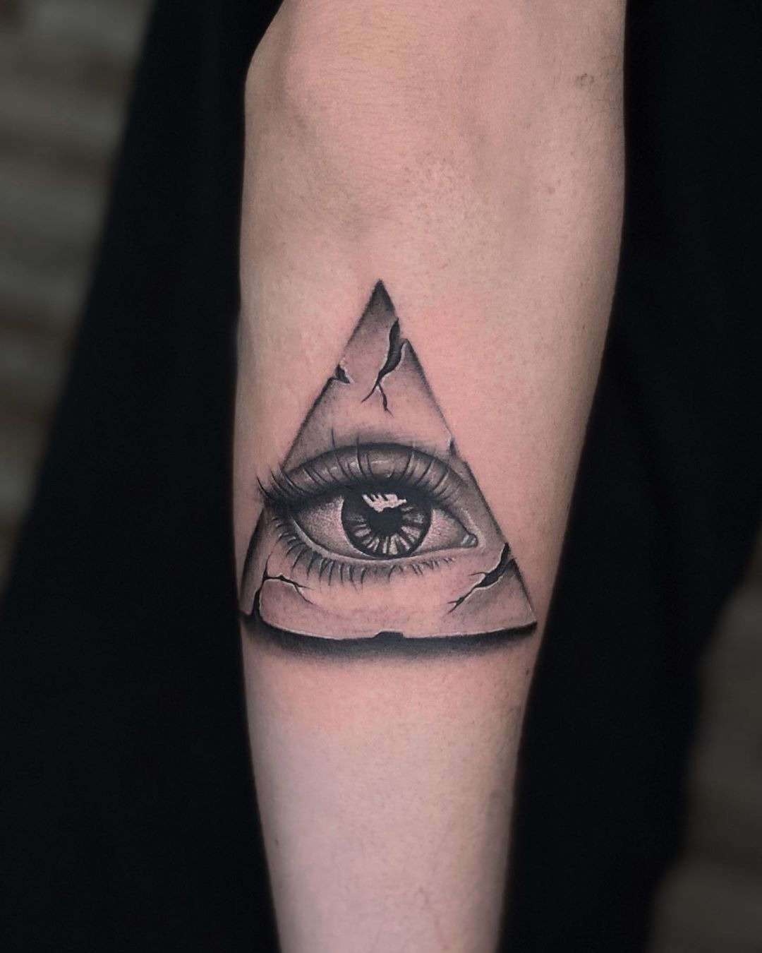 Cracked Triangle Realistic Evil Eye Tattoo Tattoo Design