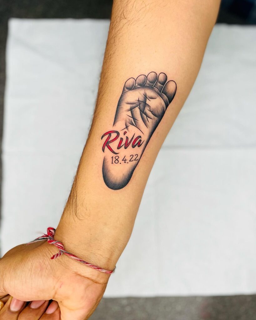 Baby Footprint Name Tattoo Tattoo Design
