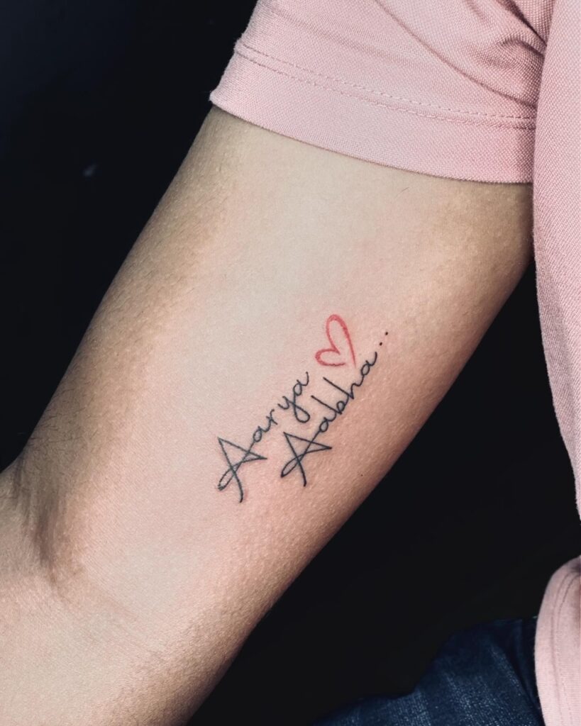 Minimalist Name and Love Tattoo Tattoo Design